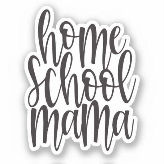 Homeschool Mama Black Calligraphy Quote Sticker (Voorkant)