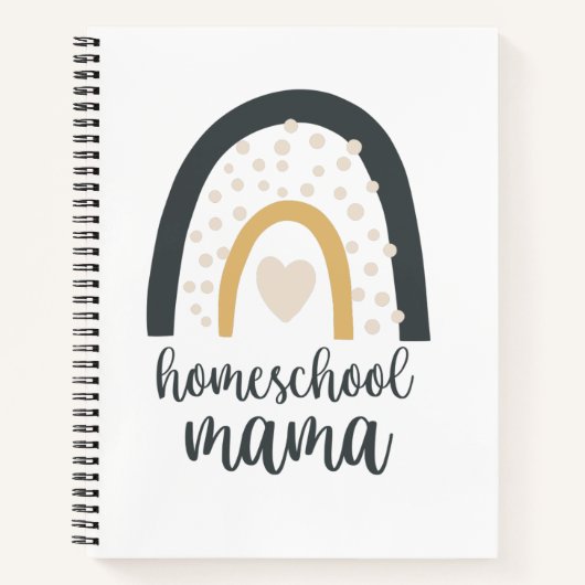 Homeschool Mama Boho Rainbow Heart Checklist Notitieboek (Voorkant)