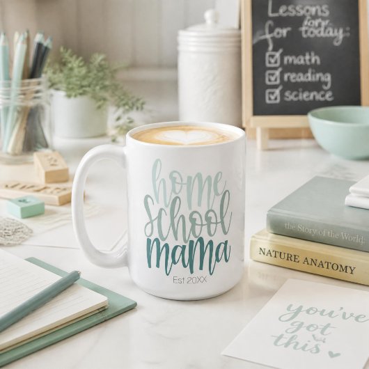 Homeschool Mama Est Personalized Date Blue Tones Koffiemok
