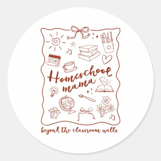 Homeschool Mama Homeschooling Beyond The Clroom Wa Ronde Sticker (Voorkant)