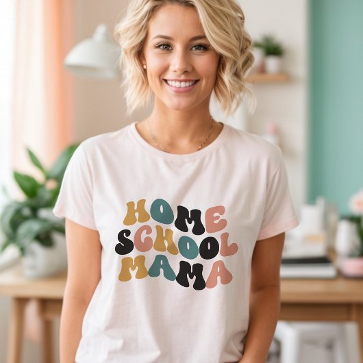 HomeSchool Mama Retro aangepaste tekstkleuren T-shirt