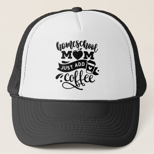 Homeschool mama voegt koffie gewoon zwart toe trucker pet (Voorkant)