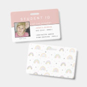 Homeschool Meisje Student ID Badge | Roze Regenboo (Voor- en achterkant)