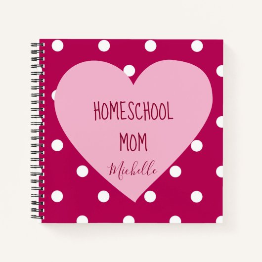 Homeschool Moeder roze polka stippen Notitieboek (Voorkant)