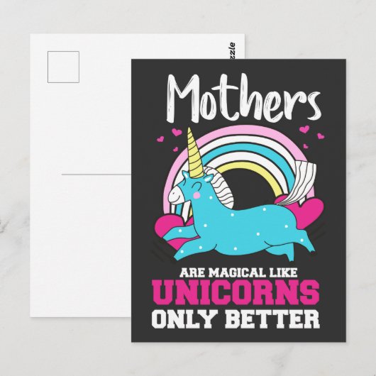 Homeschool Moederdag Familie Unicorn Briefkaart (Voorkant / Achterkant)