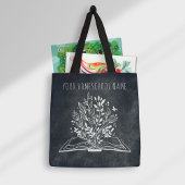 Homeschool naam minimalist Floral Open boek Tote Bag