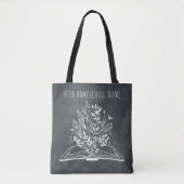 Homeschool naam minimalist Floral Open boek Tote Bag (Voorkant)