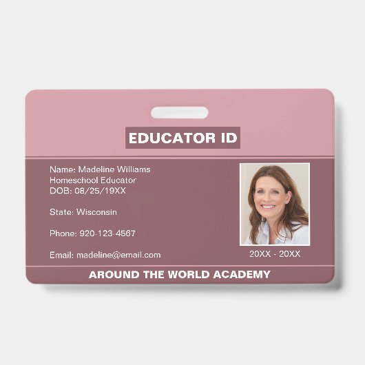 Homeschool-onderwijs ID Blush Roze Badge (Voorzijde)