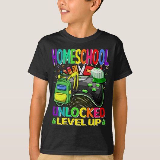 Homeschool Ontgrendeld Level Up Videogame T-shirt (Voorkant)