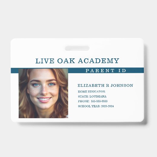 Homeschool Ouder ID Badge | Klassiek blauw (Voorkant)