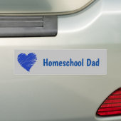 Homeschool Papa blauw hart Bumpersticker (Op auto)
