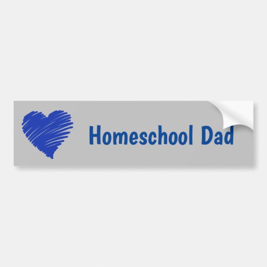 Homeschool Papa blauw hart Bumpersticker (Voorkant)