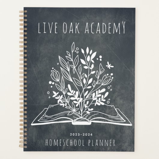 HomeSchool Planner Minimalistisch Bloemen Open Boe (Voorkant)