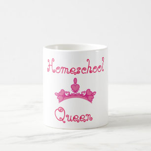 Homeschool Queen Pink and White Koffiemok