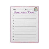 Homeschool spellingtest sjabloon notitieblok (Linkerzijde)