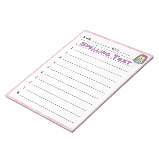 Homeschool spellingtest sjabloon notitieblok (Schuin)