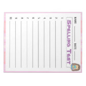 Homeschool spellingtest sjabloon notitieblok (Voorkant)