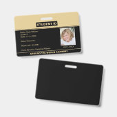Homeschool Student ID Badge Black Gold (Voor- en achterkant)