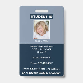 Homeschool Student ID Badge Blue