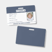 Homeschool Student ID Badge Blue White (Front & Back)