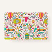 Homeschool Student ID Badge | Doodles Blauwgroen (Achterkant)