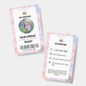 Homeschool Student ID-badge, kinderfoto en barcode Badge (Voor- en achterkant)