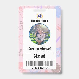 Homeschool Student ID-badge, kinderfoto en barcode Badge