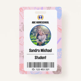 Homeschool Student ID-badge, kinderfoto en barcode Badge