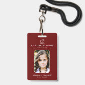 Homeschool Student ID Badge | Minimalistisch rood (Voorzijde met lanyard)