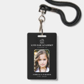 Homeschool Student ID Badge | Minimalistisch zwart (Voorkant met koord)