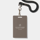 Homeschool Student ID Badge | Minimalistische Taup (Achterkant met lanyard)