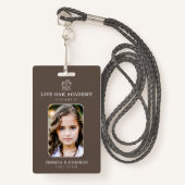 Homeschool Student ID Badge | Minimalistische Taup (Voorkant met draagriem)