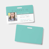 Homeschool Student ID Badge | Modern Blauwgroen (Voor- en achterkant)