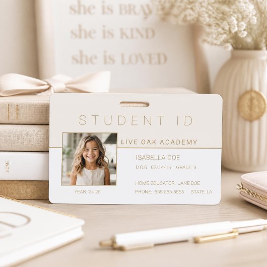 Homeschool Student ID Badge | Modern Goud