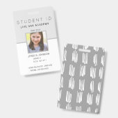 Homeschool Student ID-badge | Modern Grijs Vertica Badge (Voor- en achterkant)