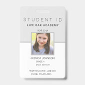 Homeschool Student ID-badge | Modern Grijs Vertica Badge (Voorzijde)