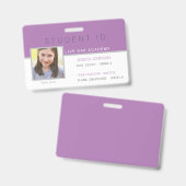 Homeschool Student ID Badge | Modern Paarse (Voor- en achterkant)