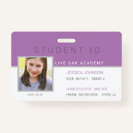 Homeschool Student ID Badge | Modern Paarse