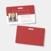 Homeschool Student ID Badge - Modern rood (Voor- en achterkant)