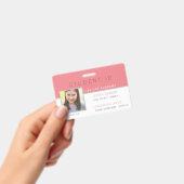 Homeschool Student ID Badge | Modern roze (Handheld)