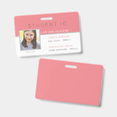 Homeschool Student ID Badge | Modern roze (Voor- en achterkant)
