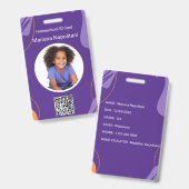 Homeschool Student ID Badge | PAARSE & ORANJE (Voor- en achterkant)