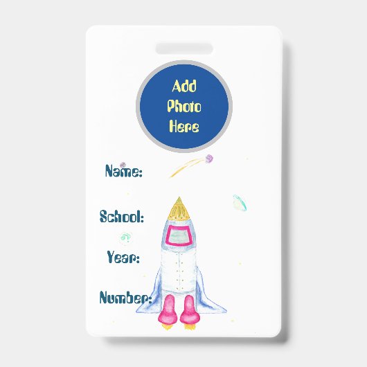 Homeschool Student ID Badge - Rocketship (Voorzijde)