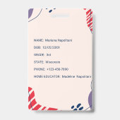 Homeschool Student ID Badge | Rood & Blauw Biologi (Achterkant)