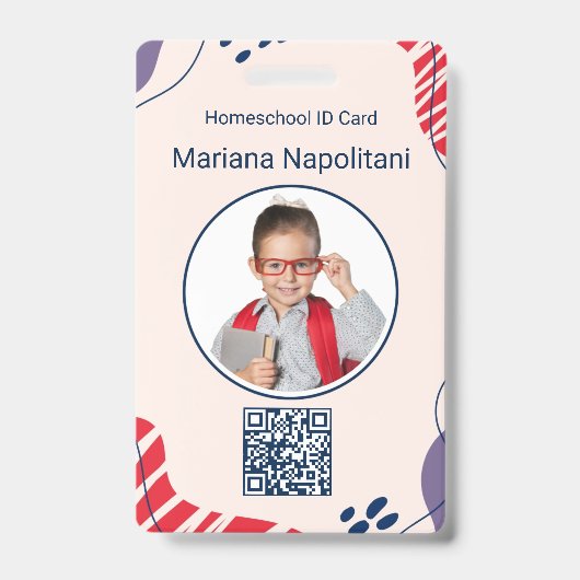 Homeschool Student ID Badge | Rood & Blauw Biologi (Voorzijde)