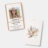Homeschool Student ID Badge Rustic Boho (Voor- en achterkant)