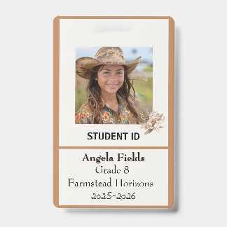 Homeschool Student ID Badge Rustic Boho