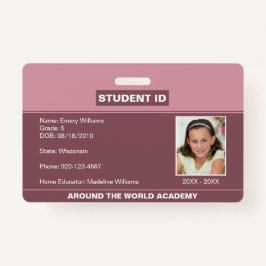 Homeschool Student ID Blush Pink Badge