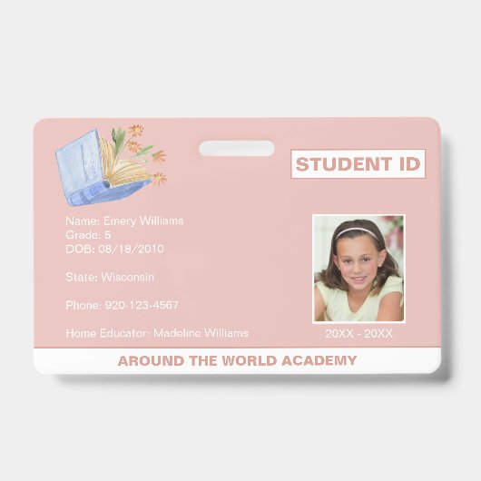 Homeschool Student ID-boekontwerp Badge (Voorzijde)