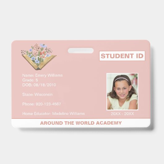 Homeschool Student ID Book Design Badge (Voorkant)